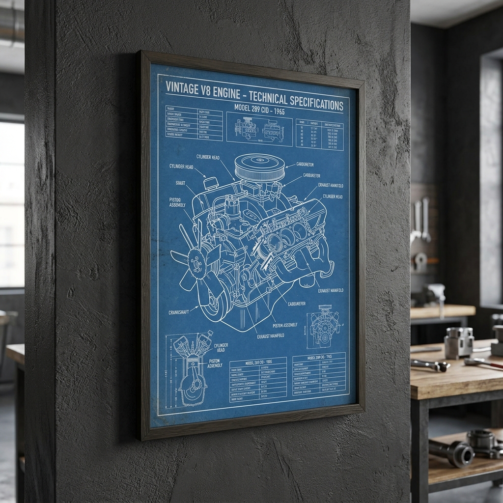 Technical V8 Engine Blueprint