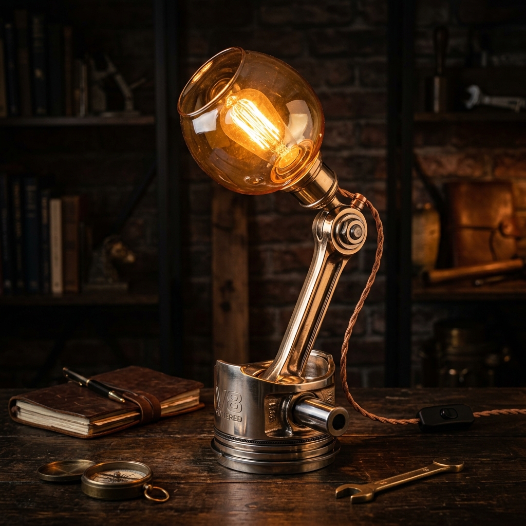 Upcycled Piston Desk Lamp
